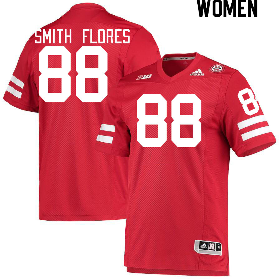 Women #88 Ismael Smith Flores Nebraska Cornhuskers College Football Jerseys Stitched Sale-Red - Click Image to Close